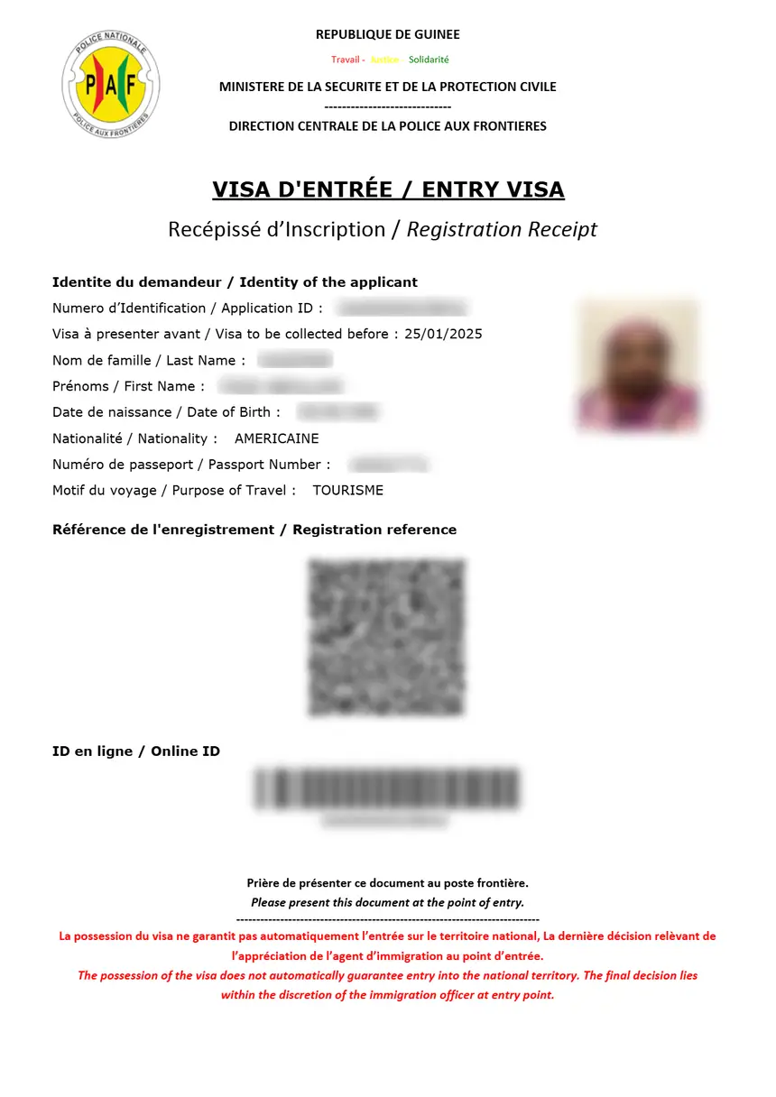 Guinea eVisum Muster